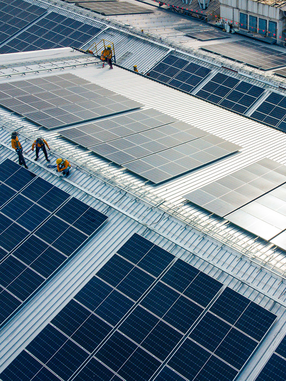 Large Solar panel roof installation